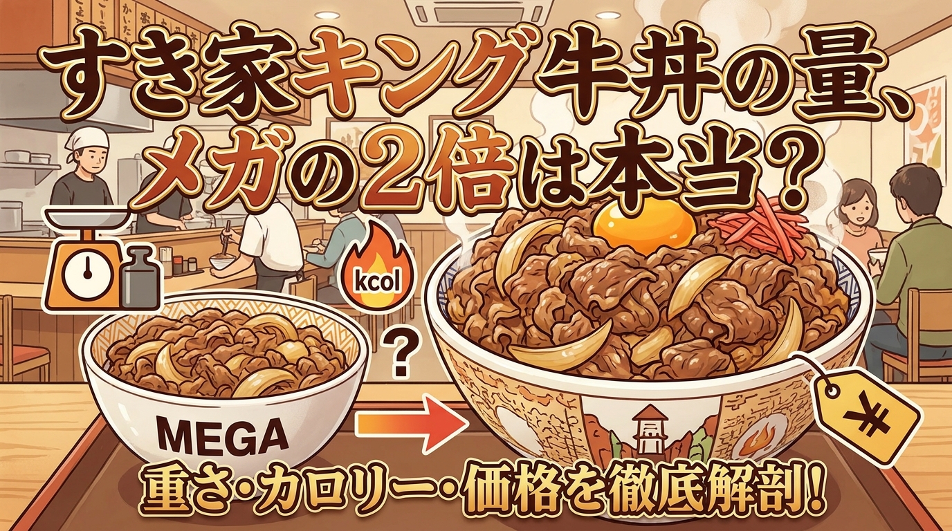すき家キング牛丼の量・重さ・カロリーを比較