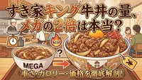 すき家キング牛丼の量、メガの2倍は本当？重さ・カロリー・価格を徹底解剖！