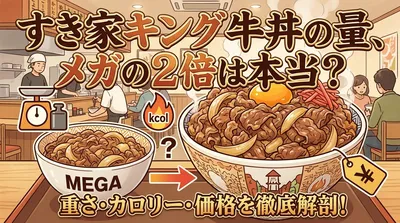 すき家キング牛丼の量、メガの2倍は本当？重さ・カロリー・価格を徹底解剖！