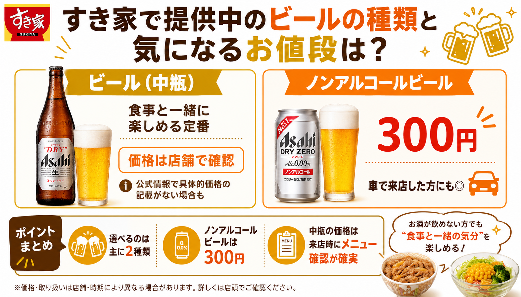 すき家のビールと牛皿ビールセット